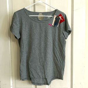 PUMA keyhole SS tee-Heather Grey